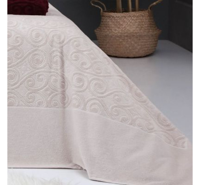 Велюровая простынь 200*220 BELIZZA Бежевая