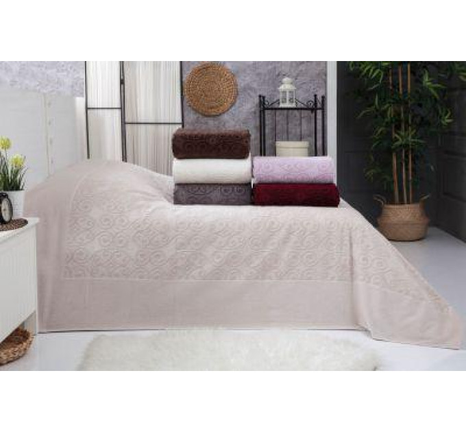 Велюровая простынь 200*220 BELIZZA Бежевая