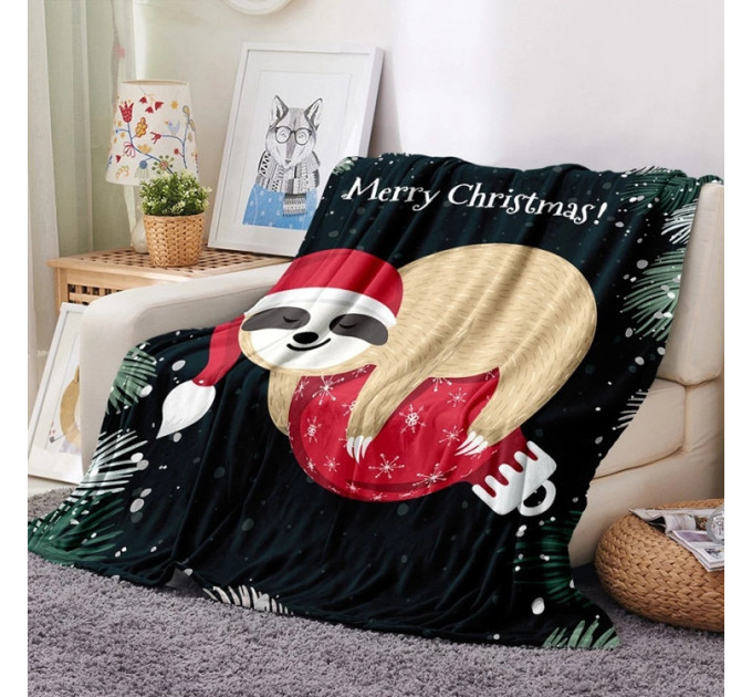 Плед рождественский двуслойный Homytex 180 * 220 флис Sherpa 10