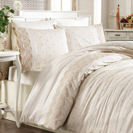 Постельное белье cатин делюкс с вышивкой евро - Royal Nazik Aura Serisi Постельное белье cатин делюкс с вышивкой евро - Royal Nazik Aura Serisi