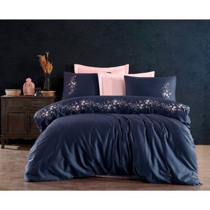 Постельное белье cатин делюкс с вышивкой евро Dantela Vita PIRAYE (200х220)