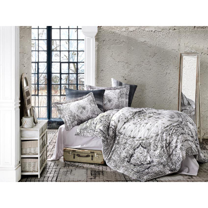 Постельное белье сатин принт премиум - Dantela vita Lina antrasit (200x220) Постельное белье сатин принт премиум - Dantela vita Lina antrasit (200x220)