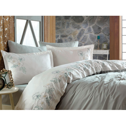 Постельное белье cатин делюкс с вышивкой евро Dantela Vita Hare maldiv (200х220) Постельное белье cатин делюкс с вышивкой евро Dantela Vita Hare maldiv (200х220)