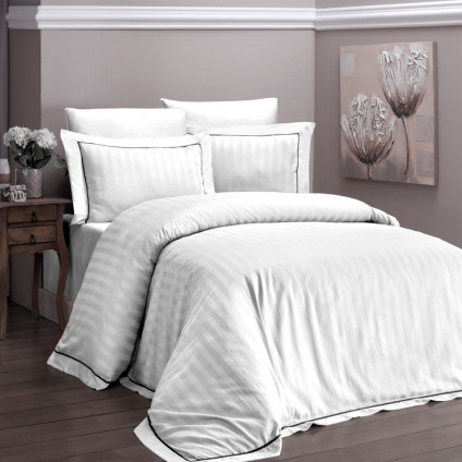 Постельное белье сатин делюкс FIRST CHOICE NOVEL LINE WHITE (200x220)