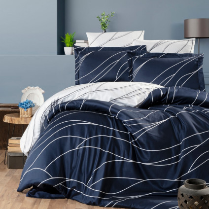 Постельное белье сатин FIRST CHOICE MESI NAVY BLUE (200x220) Постельное белье сатин FIRST CHOICE MESI NAVY BLUE (200x220)