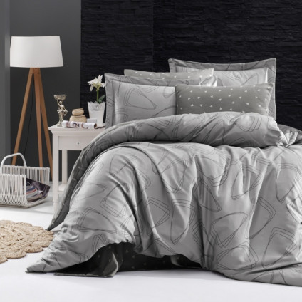 Постельное белье сатин делюкс FIRST CHOICE ROVENA GREY (200x220)