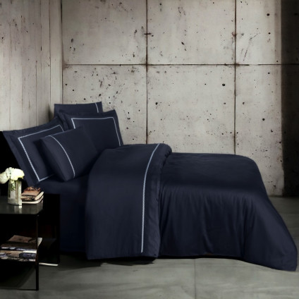 Постельное белье жаккард FIRST CHOICE PIERRE NAVY BLUE (200x220)