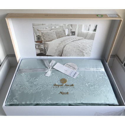 Постельное белье cатин делюкс с вышивкой Iris su yesili (200x220) Постельное белье cатин делюкс с вышивкой Iris su yesili (200x220)