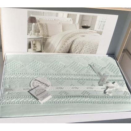 Постельное белье cатин делюкс с вышивкой Perissa su yesili (200x220) Постельное белье cатин делюкс с вышивкой Perissa su yesili (200x220)