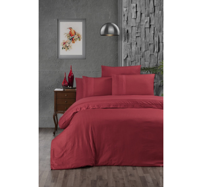 Постельное белье First Choice De Luxe ранфорс однотонный Gala red евро