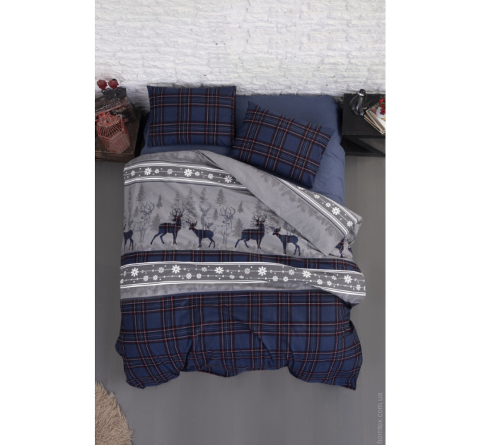 Постельное белье First Choice Фланель Happyness navi blue евро