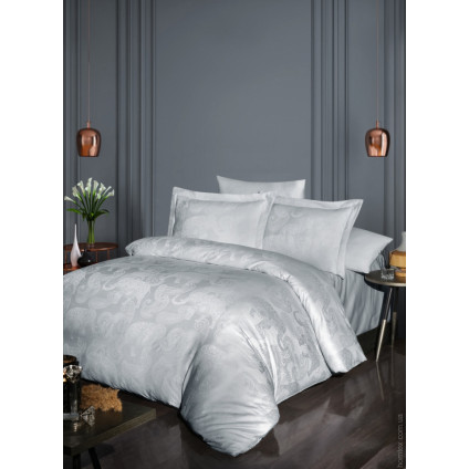 Постельное белье жаккард First Choice Doreta silver евро