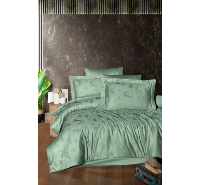 Постільна білизна жаккард First Choice Midas crepe green євро