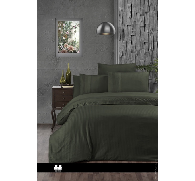 Постельное белье First Choice ранфорс Gala dark green евро