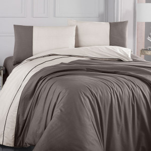 Постельное белье Altinbasak ранфорс люкс Kahve/beige евро