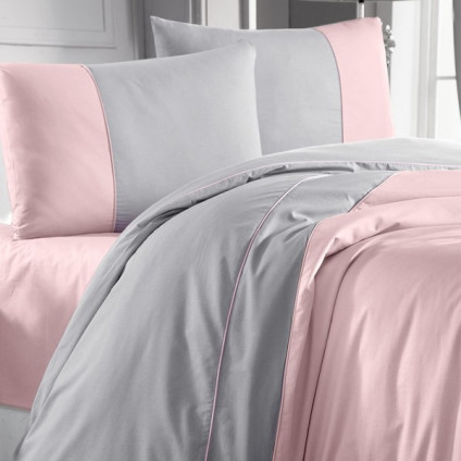 Постельное белье Altinbasak ранфорс люкс pembe/gri евро Постельное белье Altinbasak ранфорс люкс pembe/gri евро
