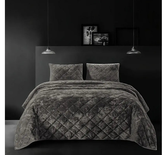 Покрывало Home Textile VELOUR MARBLE серый