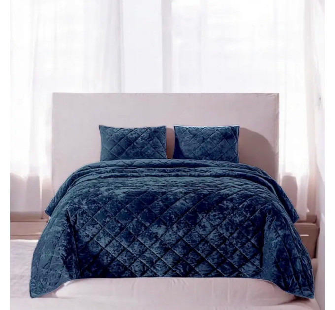 Покрывало Home Textile VELOUR MARBLE синий